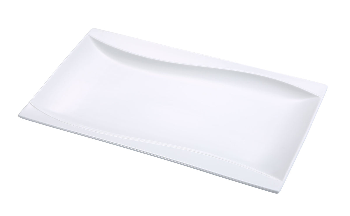 Yanco SW-208 Sea Wave China Plate 7-1/4" L x 5" W Bone White Porcelain Dishwasher Safe - Case of 24