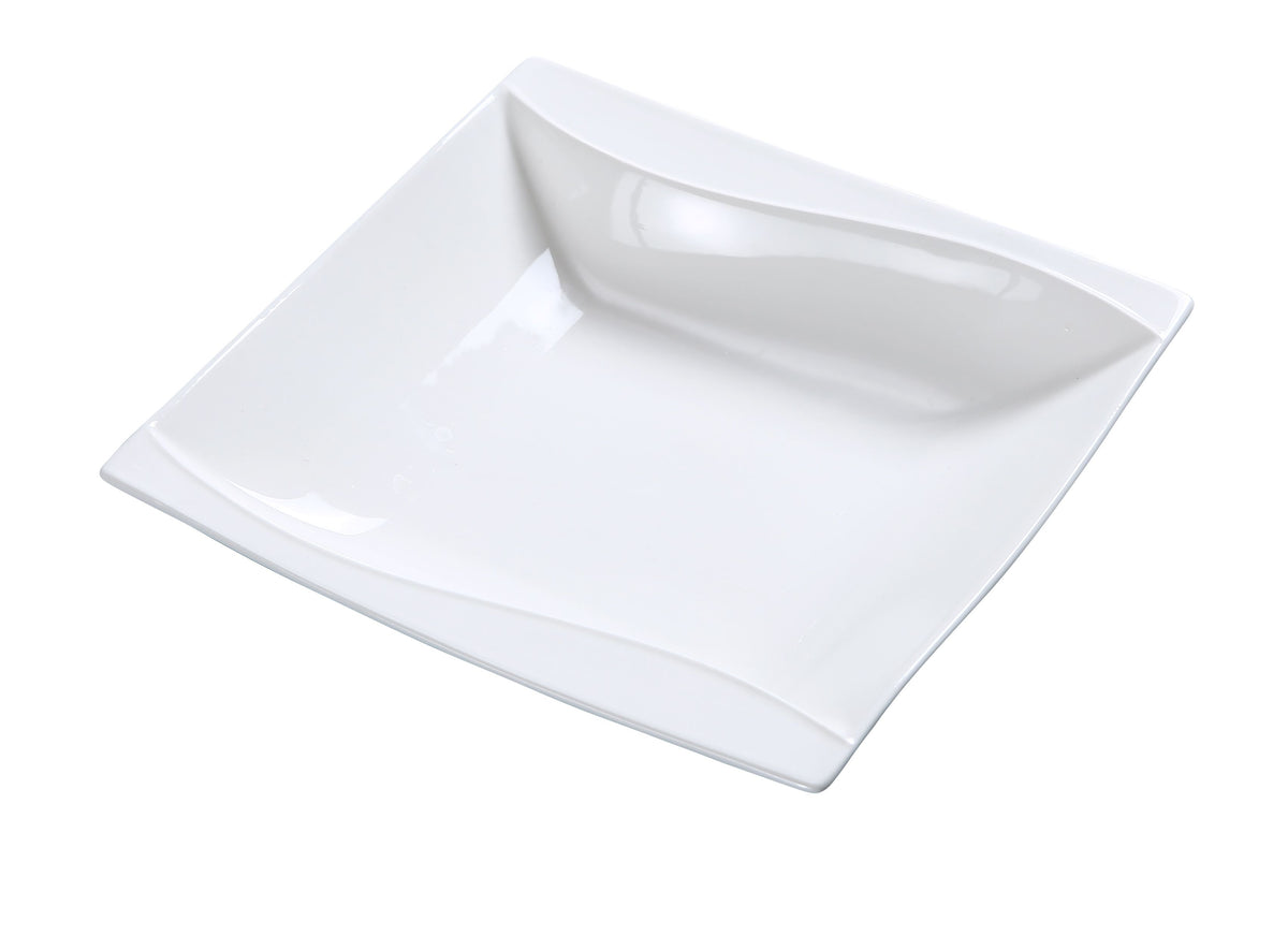 Yanco SW-307 - Wave Grapefruit Bowl, 10 oz, 6-1⁄2" Square Porcelain White, Dishwasher Safe - Case of 36