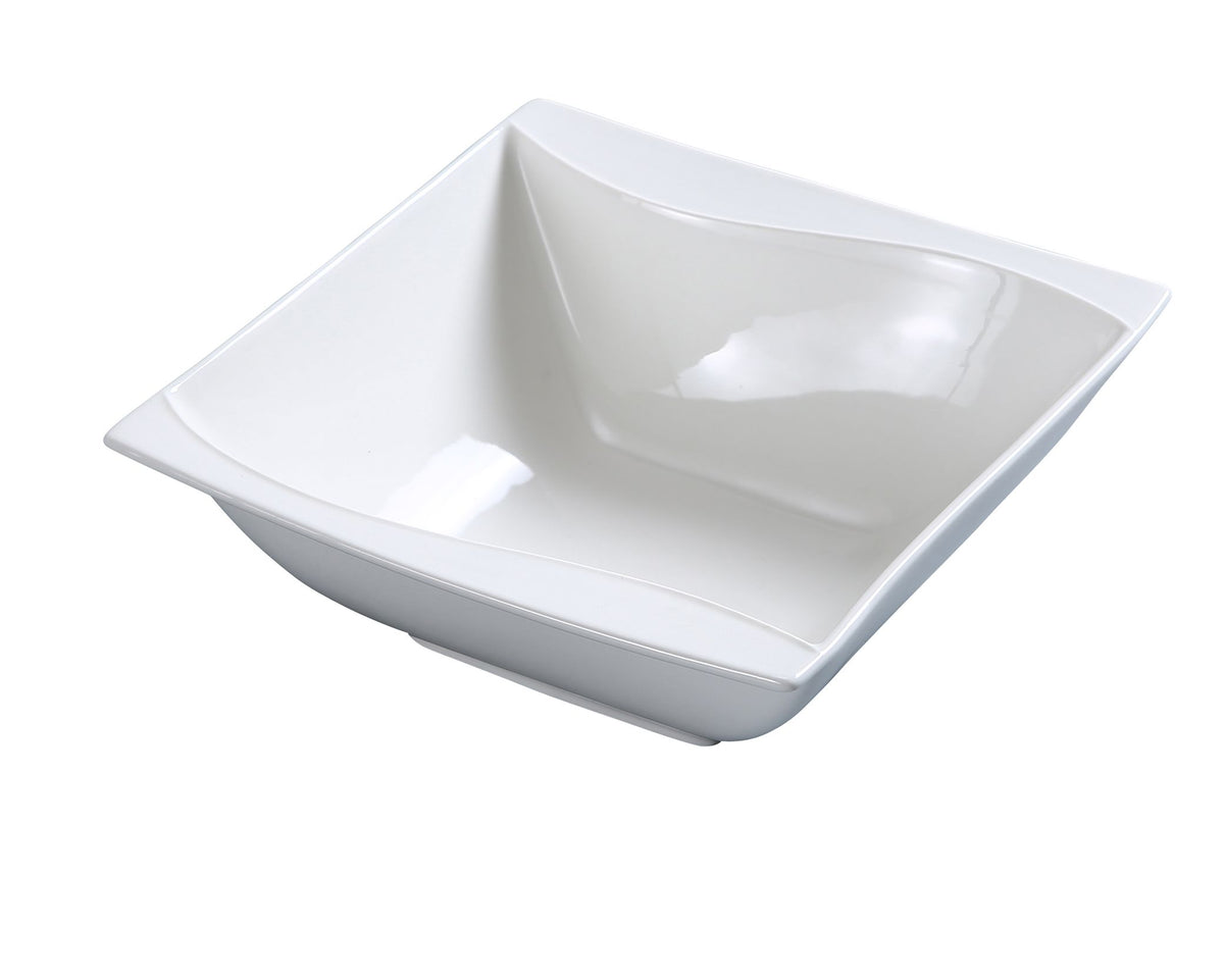 Yanco SW-504 Sea Wave Dessert Bowl, 5 Oz, 4" x 4" Square Porcelain, Bone White, Wavy Rim - Case of 36