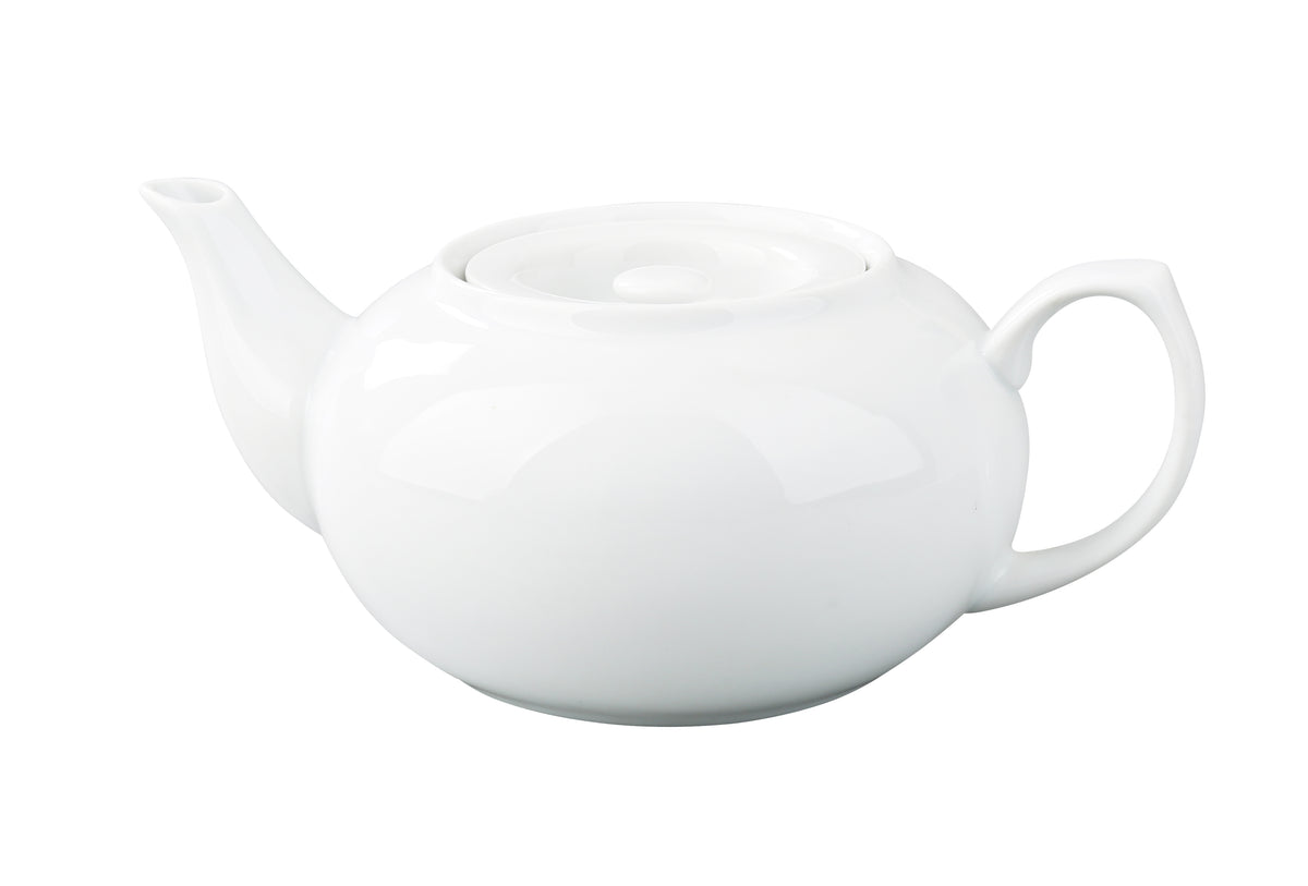 Yanco TP-2 - 24 Oz White Porcelain Coffee Pot with Flat Lid, 8-1/4" L x 5" W x 3-1/4" H - Case of 12