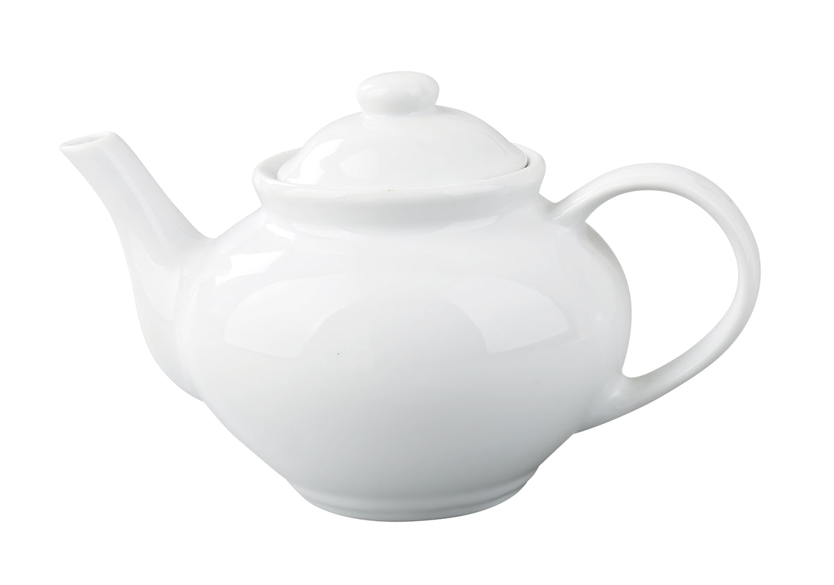 Yanco TP-3 - 40 Oz White Porcelain Coffee Pot Raised Lid, 8-1/2"Lx5-1/2"Wx4-3/4"H, Microwave Safe - Case of 12