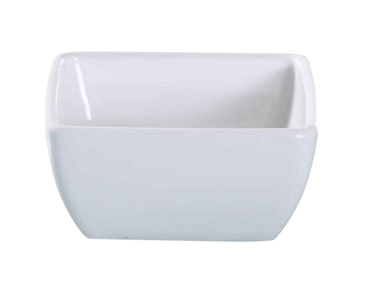 Yanco VE-004 Venice Square Plastic Bowl, 6 Oz, 3.5" x 3.5" White Melamine, Dishwasher Safe - Case of 48