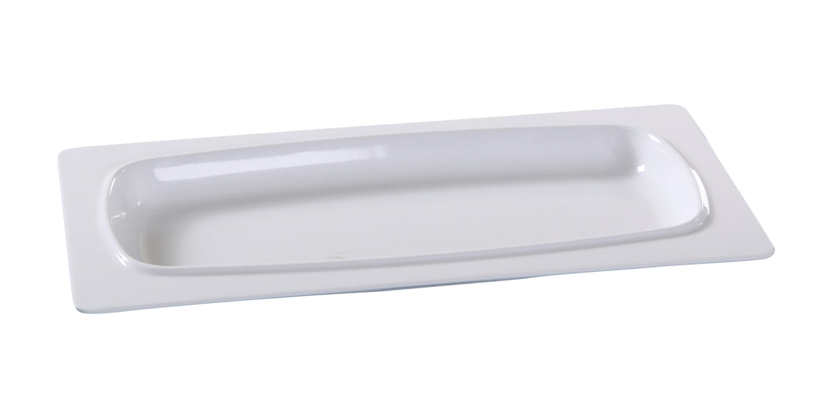 Yanco VE-413 Venice Deep Rectangular Plate 12-7/8" x 6-7/8" White Melamine Dishwasher Safe - Case of 12