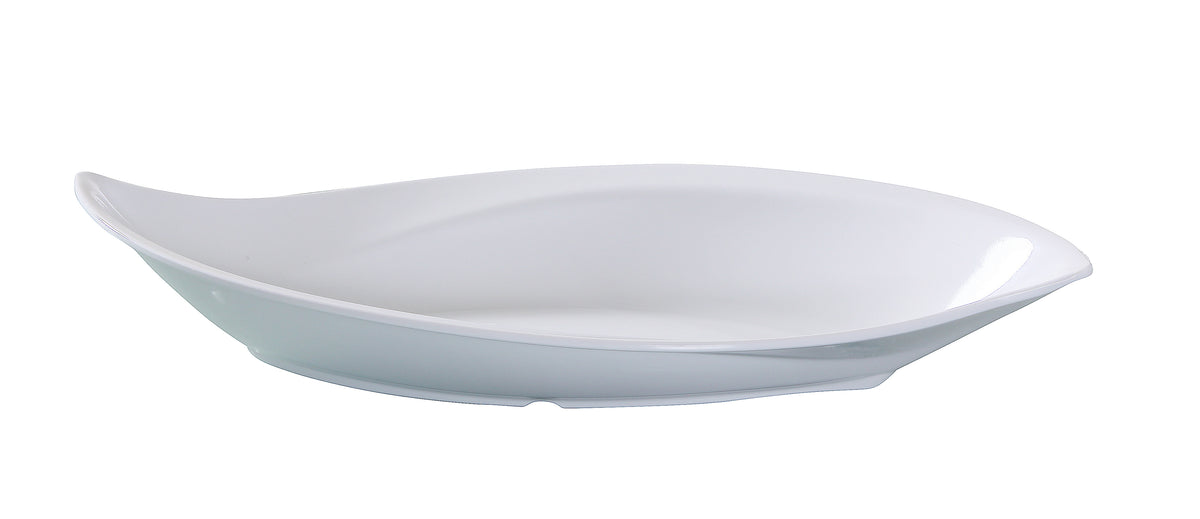 Yanco VE-519 Venice Leaf-Shape Deep Plate, 48 Oz, 19" x 9" White Melamine - Case of 6