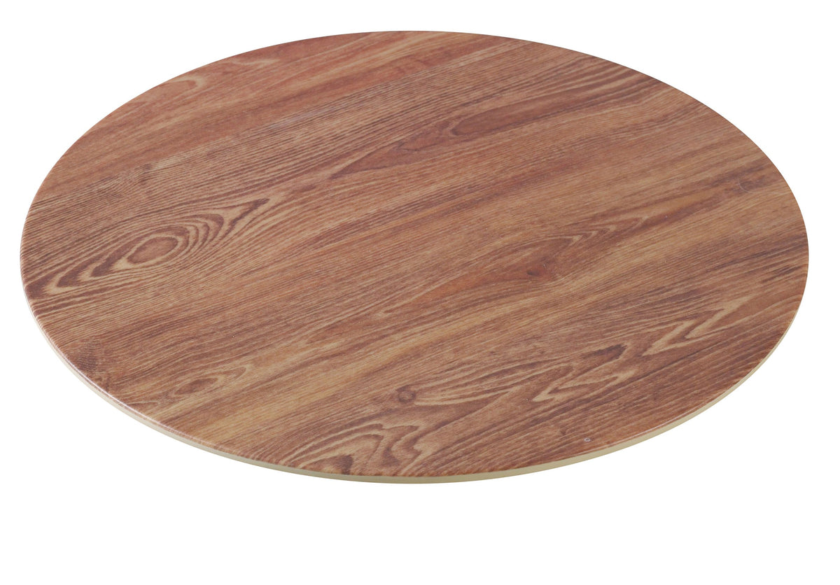Yanco WD-310 Round Serving Tray, 10" Diameter, Melamine Wood Look, Browns, Dishwasher Safe - Case of 24
