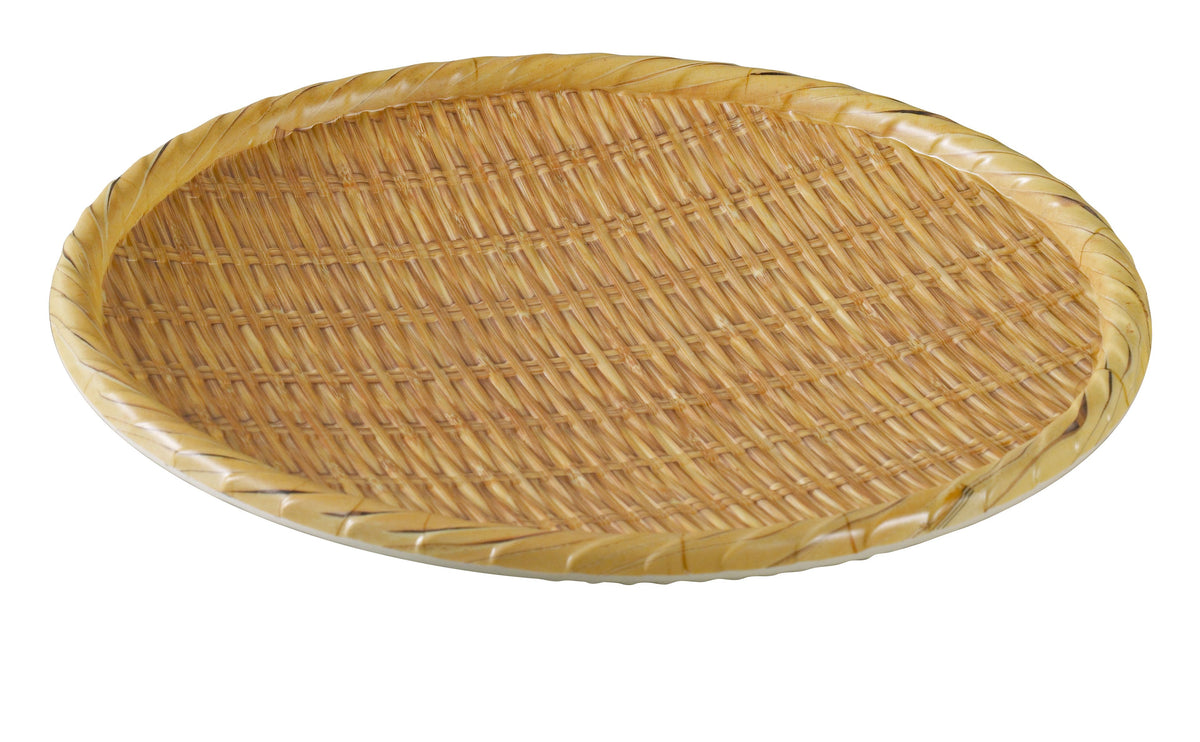 Yanco WD-509 Serving Tray, 9" Diameter, Melamine Bamboo-Look, Brown, Dishwasher Safe - Case of 24