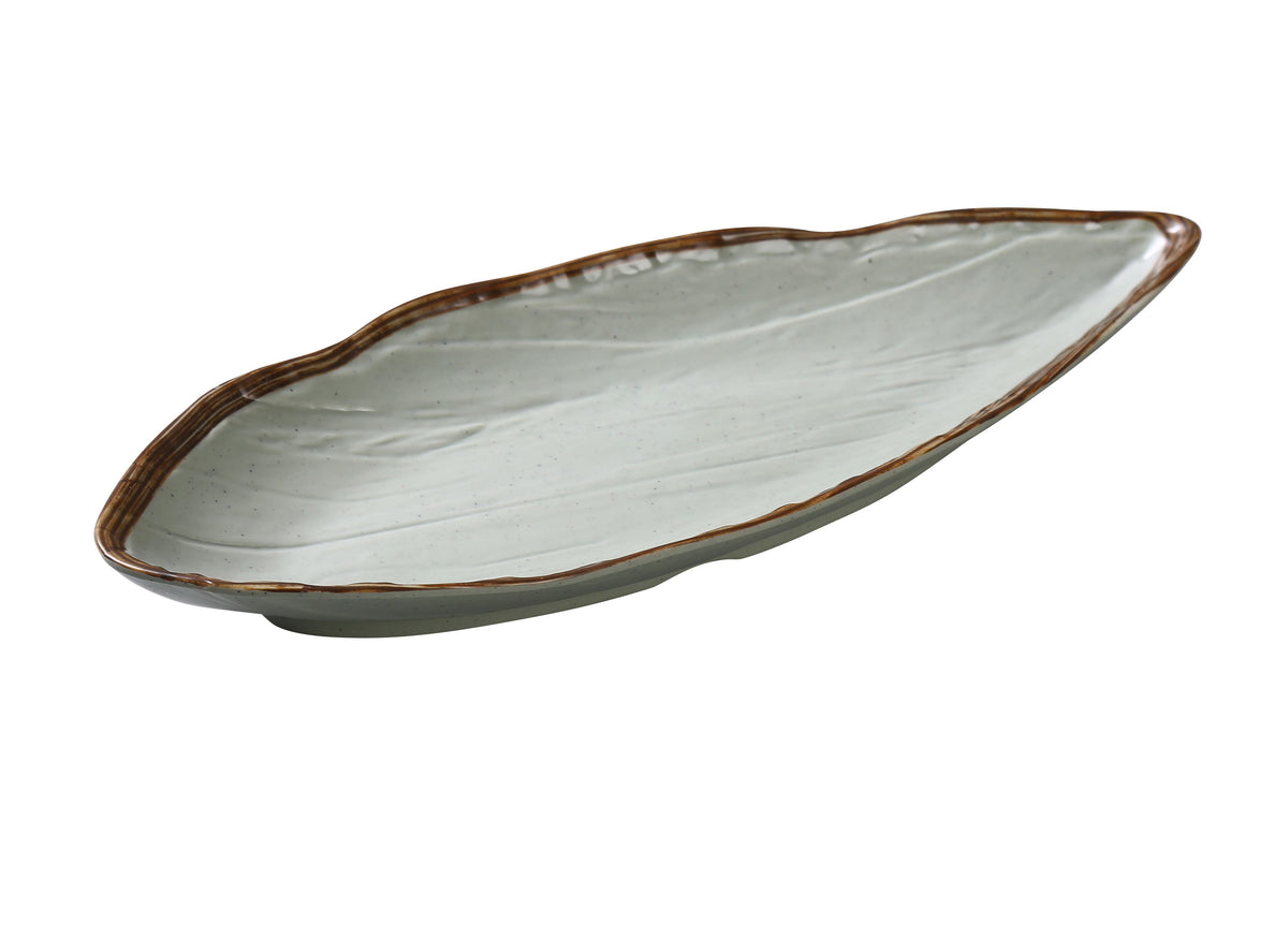 Yanco YO-2116 - Oval Melamine Plate, 16-1/2" L x 7" W x 1-7/8" H, Green, Dishwasher-Safe - Case of 12