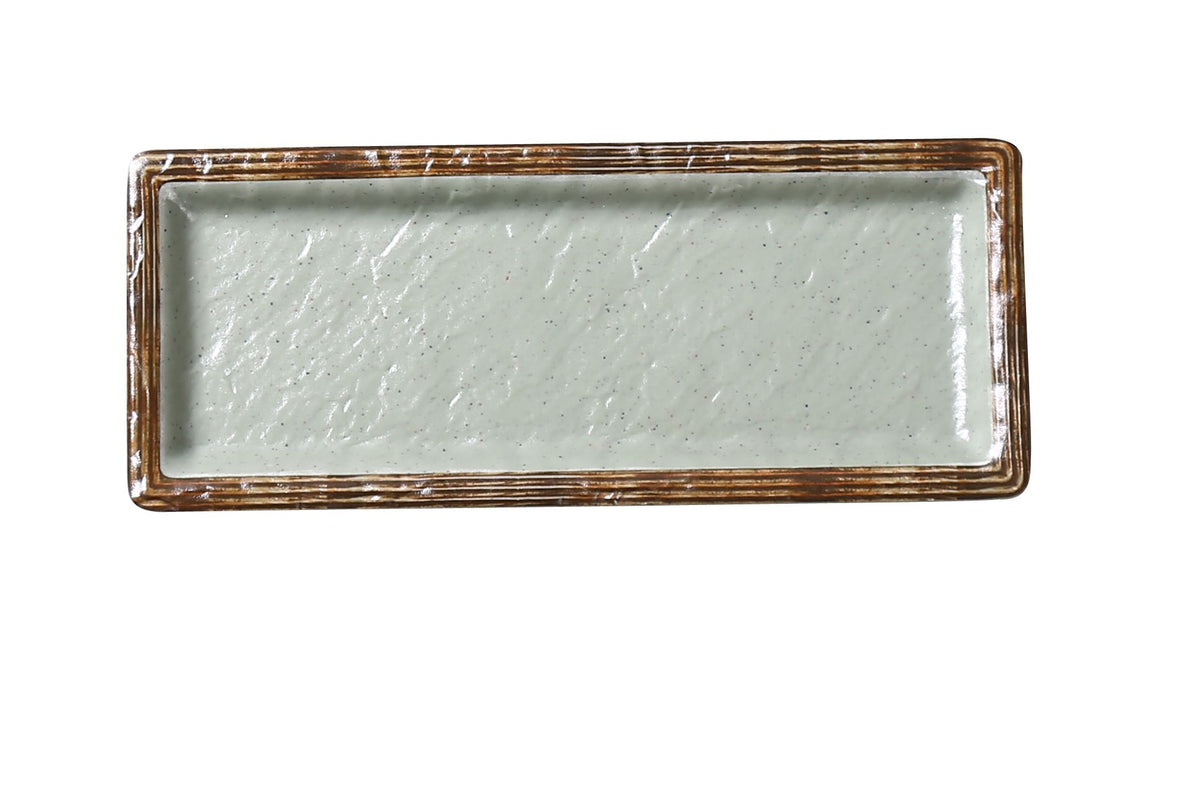 Yanco YO-3010 Sushi Plate, 9-1/2" L x 3-3/4" W x 3/4" H, Melamine, Matte Green - Case of 24
