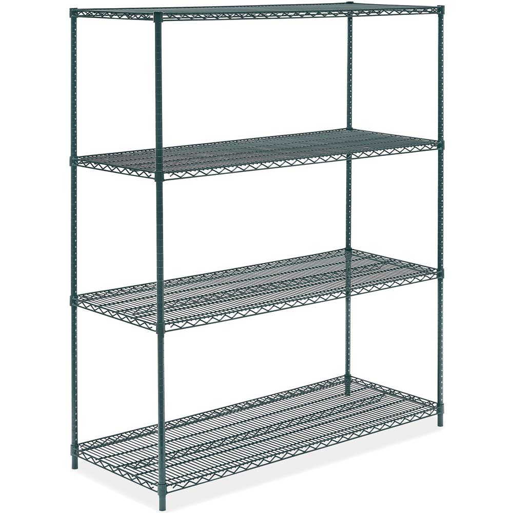 24"D x 60"L x 64"H Green Epoxy Wire Shelving Kit, 4-Shelf, NSF Listed